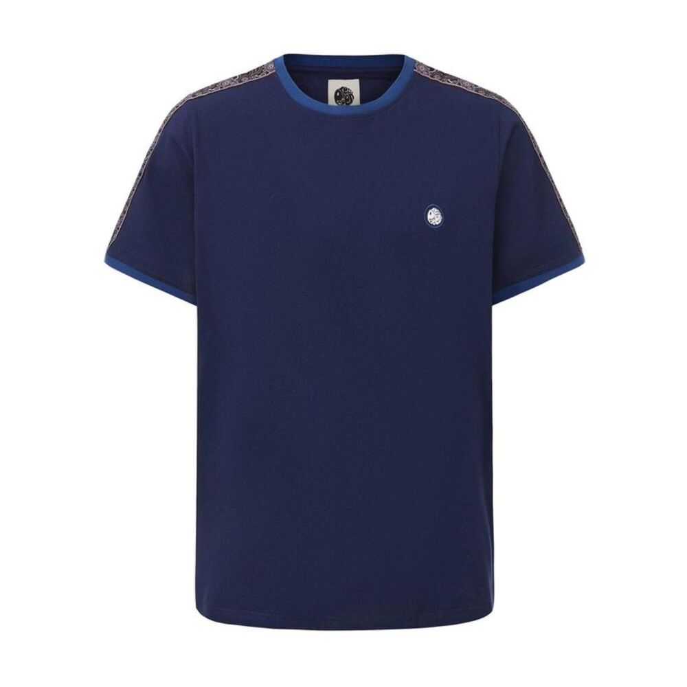 Pretty Green Mens Paisley Logo T-Shirt / Navy